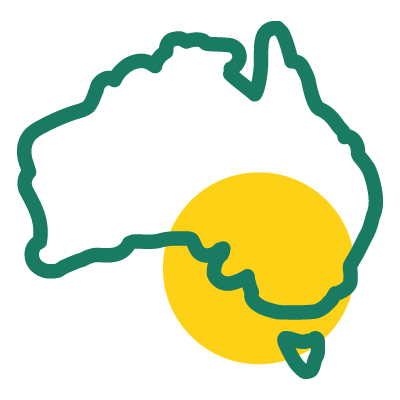 Cartoon outline of Australia