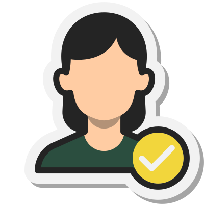 Cartoon person with checkmark