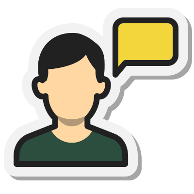 Cartoon person with speech bubble