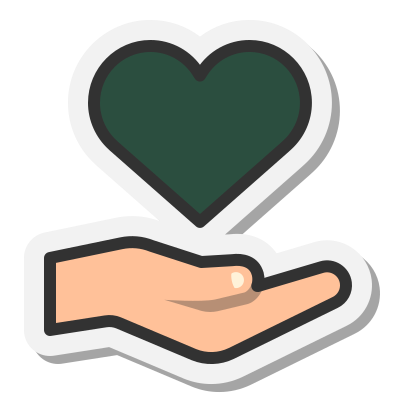Cartoon hand with love heart